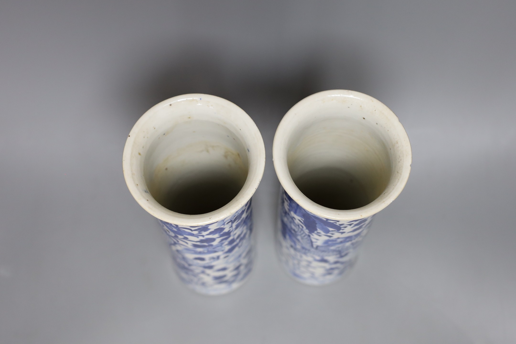 A pair of late 19th century Chinese porcelain sleeve vases, 26cm